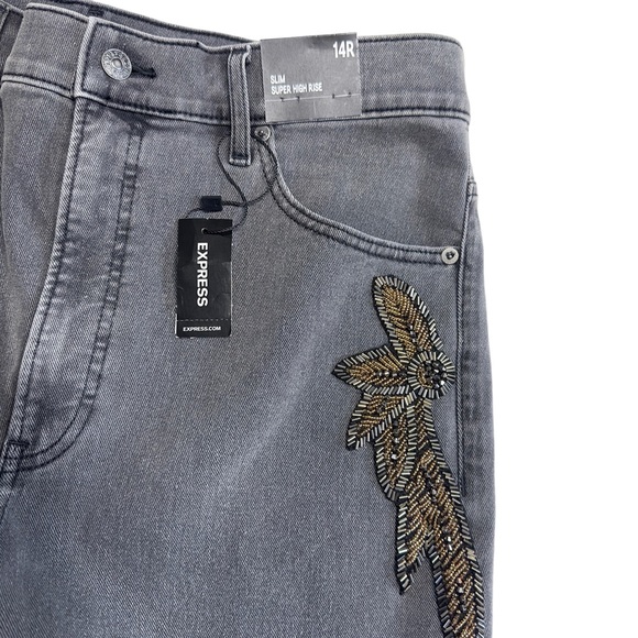 EXPRESS SLIM SUPER HIGH RISE STRETCH JEANS SIZE 14 - Picture 11 of 11